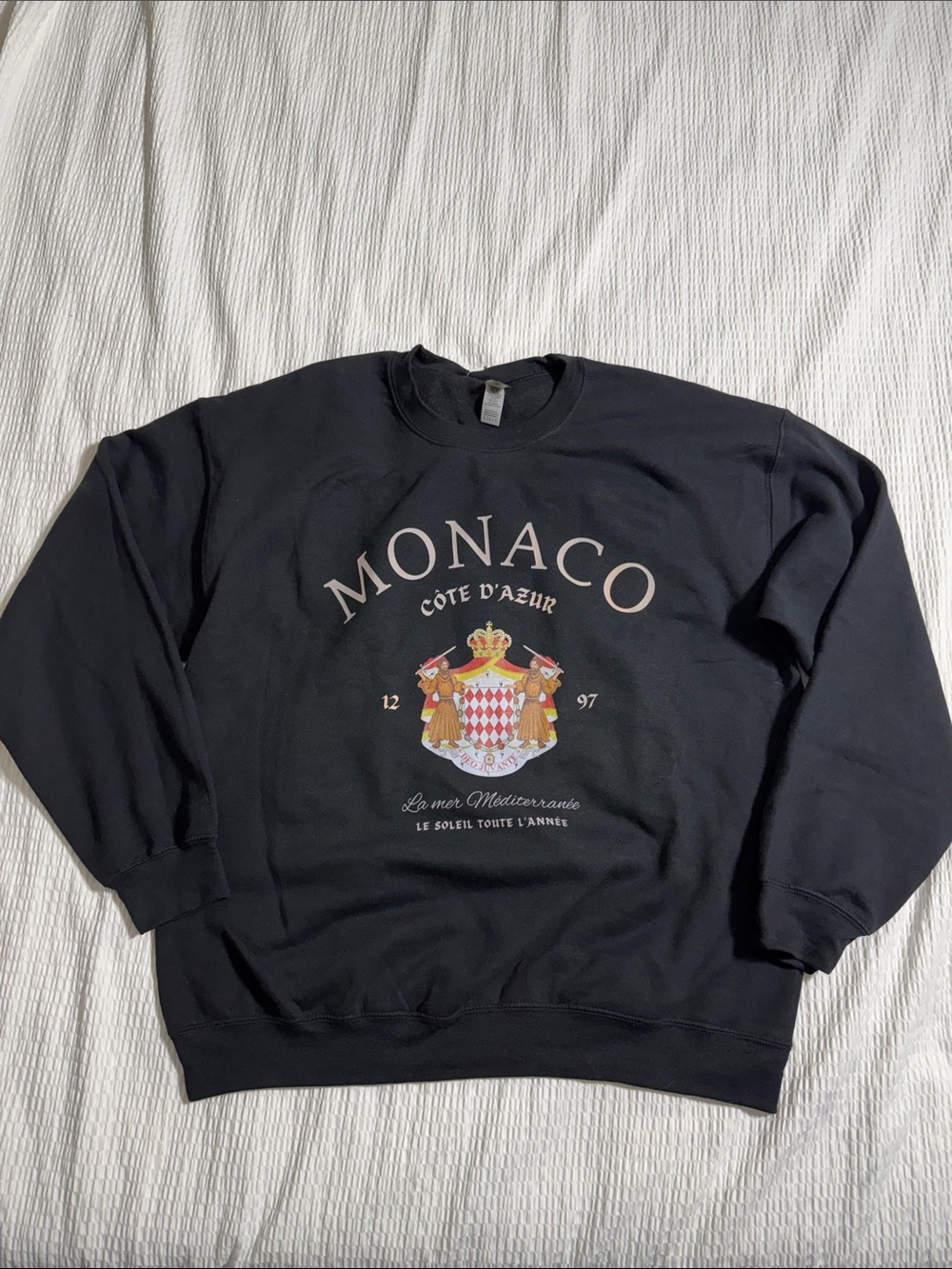 Monaco Crest Graphic Crewneck Sweatshirt - Black